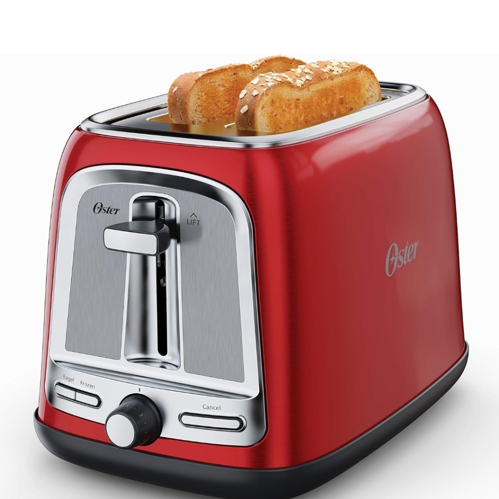 Like New Oster Wide Bagel Double Slice Toaster Red